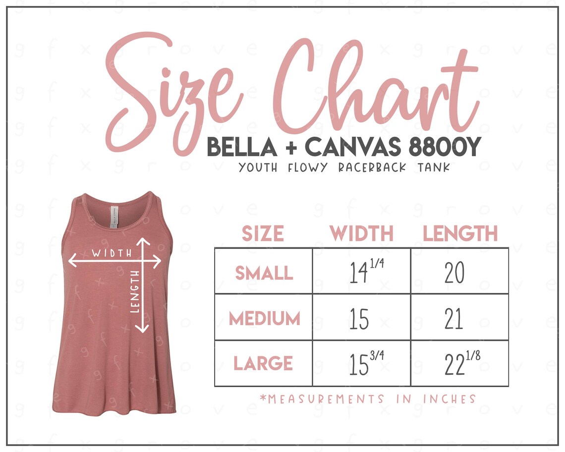 bella canvas youth size chart