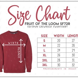 Fruit of the Loom SF72R Maattabel • Sofspun sweatshirt met ronde hals Maattabel • Fruit of the Loom-sweater Maattabel • SF72R Maattabel