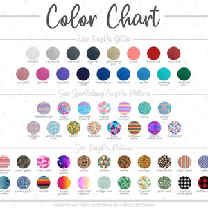 Siser EasyPSV Patterns Color Chart • 4 Charts Included • Semi-Editable PSD • Siser Patterns Chart • Siser Glitter Color Chart