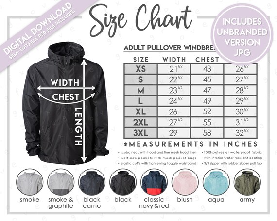Independent Trading Company EXP54LWP Size + Color Chart