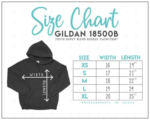 G185B Size Chart 2 Versions Included Youth Hooded - Etsy