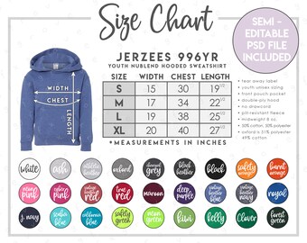 jerzees youth hoodie size chart
