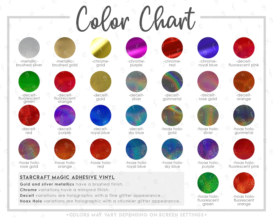 Starcraft HD Vinyl Color Chart and JPG | Printable | Use digitally in Your  Online Shop 