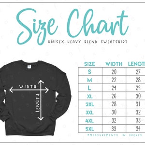G180 Size Chart (2 versions included) • Crewneck Sweatshirt Size Chart • 18000 Size Chart • G180 Size Chart