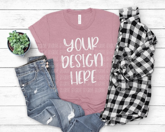 Bella + Canvas 3001 Mockup • Bella Canvas Heather Orchid Mockup • Bella Canvas T-Shirt Mockup • BC3001 Mockup