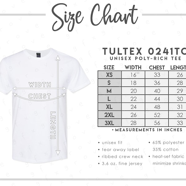 Tultex Size Chart Etsy