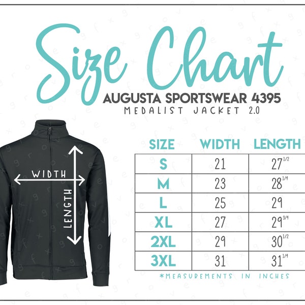 Augusta Sportswear 4395 Size Chart • Augusta Sportswear Medalist Jacket 2.0 • 4395 Size Chart