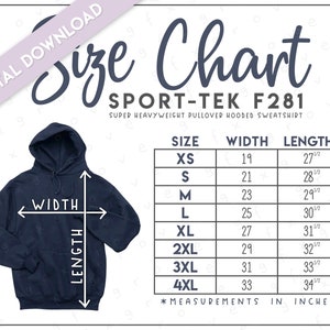 Sport-Tek F281 Size Chart • Sport-Tek Super Heavyweight Pullover Hooded Sweatshirt • Sport Tek Hoodie • Sport Tek F 281