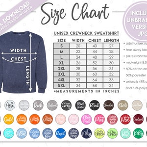 Jerzees 562MR Semi-Editable Taille Nuancier Jerzees Nublend Sweatshirt Size Chart Jerzees Sweatshirt Color Chart Jerzees 562 MR image 2