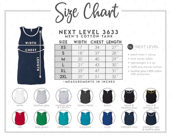 Men's tank hotsell top size chart