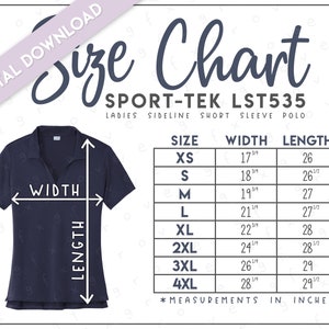Sport-Tek LST535 Size Chart • Sport-Tek Ladies Sideline Short Sleeve Polo • Sport Tek Women&#39;s Polo • Sport Tek LST 535