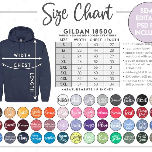 Semi-editable Bella Canvas 3001CVC Size Color Chart | Etsy