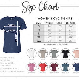 Tabla de tallas G670L + Tabla de colores (2 versiones incluidas) • 10 COLORES • Tabla de tallas de camisetas CVC para mujer • Tabla de colores G670L • 67000L