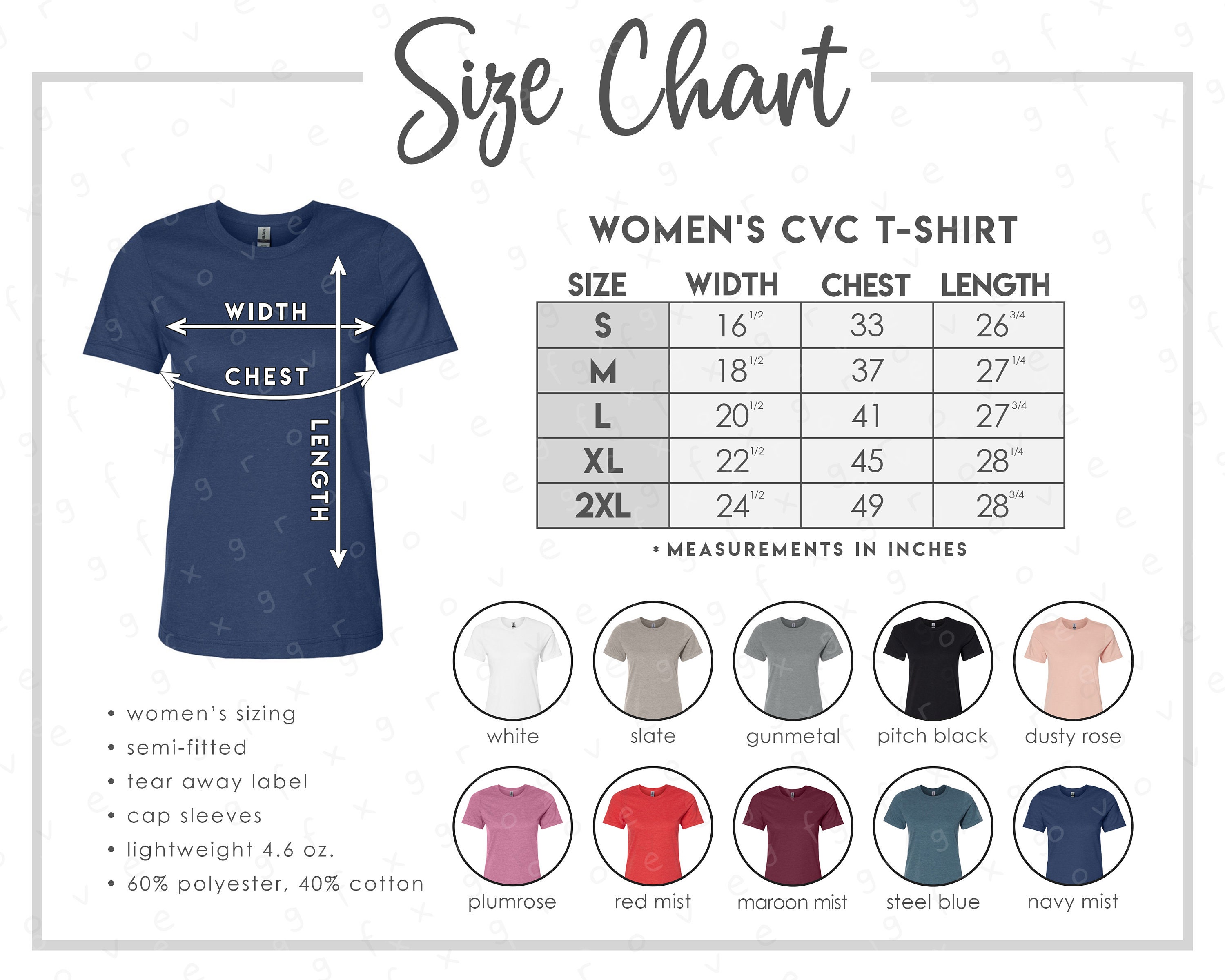 G670L Size Chart + Color Chart (2 Versions Included) • 10