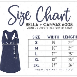 Tabella taglie Bella + Canvas 6008 • Tabella taglie canotta con schiena scoperta da donna Bella Canvas • Canotta Bella Canvas • Tabella taglie BC6008