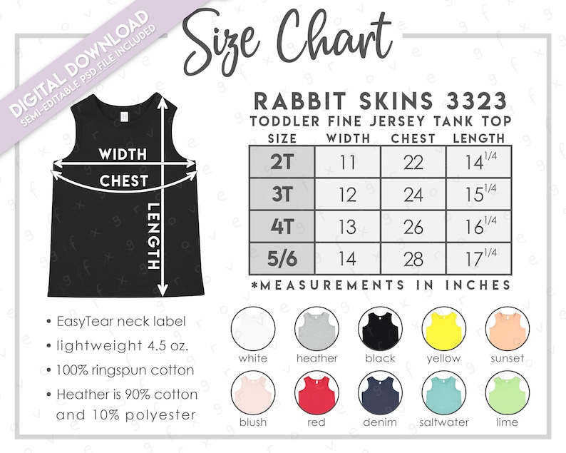Semi-editable Rabbit Skins 3323 Size + Color Chart • Rabbit Skins ...
