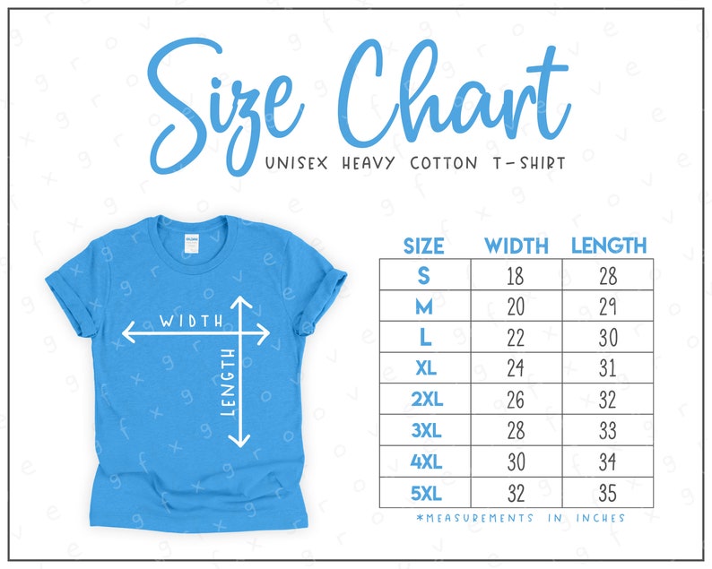 G500 Size Chart 2 Versions Included Unisex Heavy Cotton - Etsy