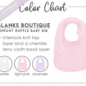 Semi-bewerkbare blanco's Boutique-babyslabbetje met ruches Kleurenkaart • Blanks Boutique-babyslabbetje met ruches, kleurenkaart • PSD