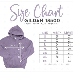 gildan 18500 size chart