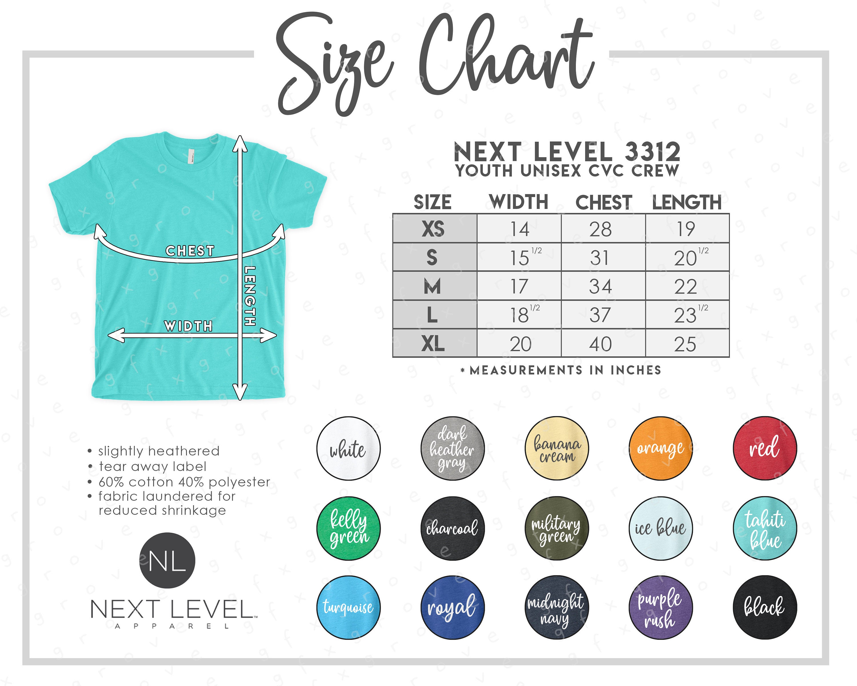 Art & Collectibles Digital Every Color Tshirt next level Color Chart ...