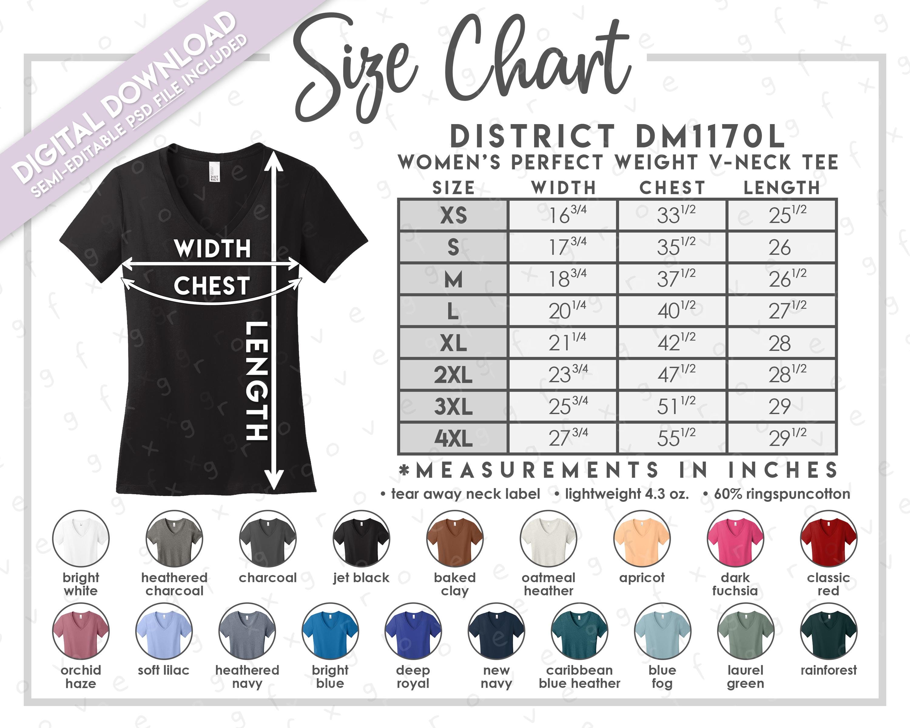 vallad ITEMT Tシャツ　サイズM Semi-editable District DM1170L Size + Color Chart • District