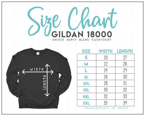 G180 Size Chart 2 Versions Included Crewneck Sweatshirt Size Chart