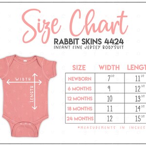 Rabbit Skins 4424 Infant Fine Jersey Bodysuit Size Chart • Rabbit Skins Bodysuit Size Chart • Rabbit Skins Size Chart • RS4424 Size Chart
