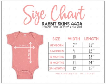 Rabbit Skins 4424 Infant Fine Jersey Bodysuit Size Chart • Rabbit Skins Bodysuit Size Chart • Rabbit Skins Size Chart • RS4424 Size Chart