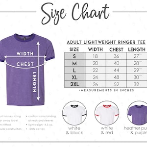 988 Size + Color Chart (2 versions included with & without branding) • Lightweight Ringer Tee Size Chart • 988 Size Chart • 988 Color Chart