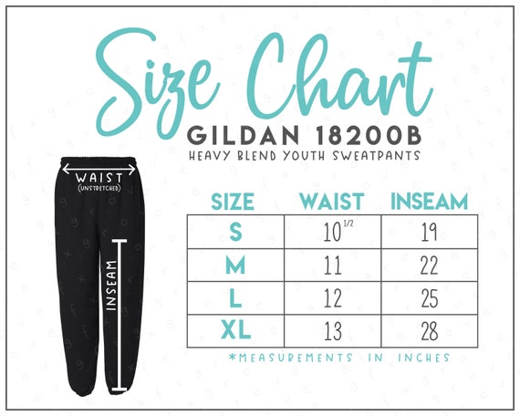 G182B Size Chart 2 versions included Youth Sweatpants Size Chart