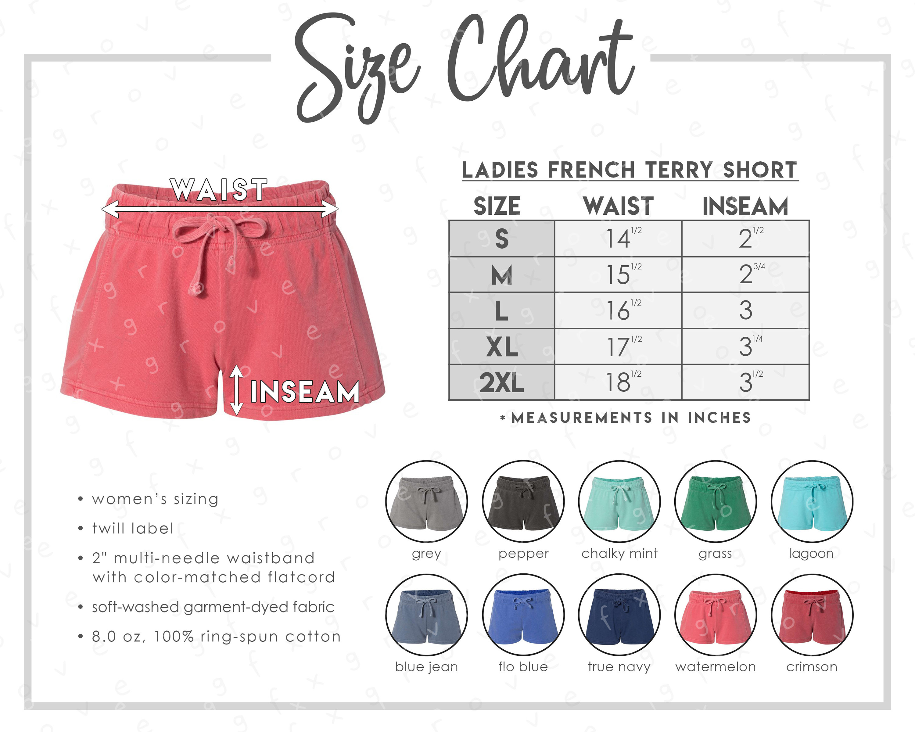 1537L Size Color Chart (2 Versions Included With Without