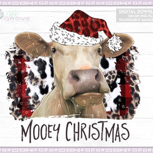 Mooey Christmas Print File • Cow Clipart • Cow Sublimation • Christmas Cow PNG • Christmas Sublimation • Merry Christmas Cow
