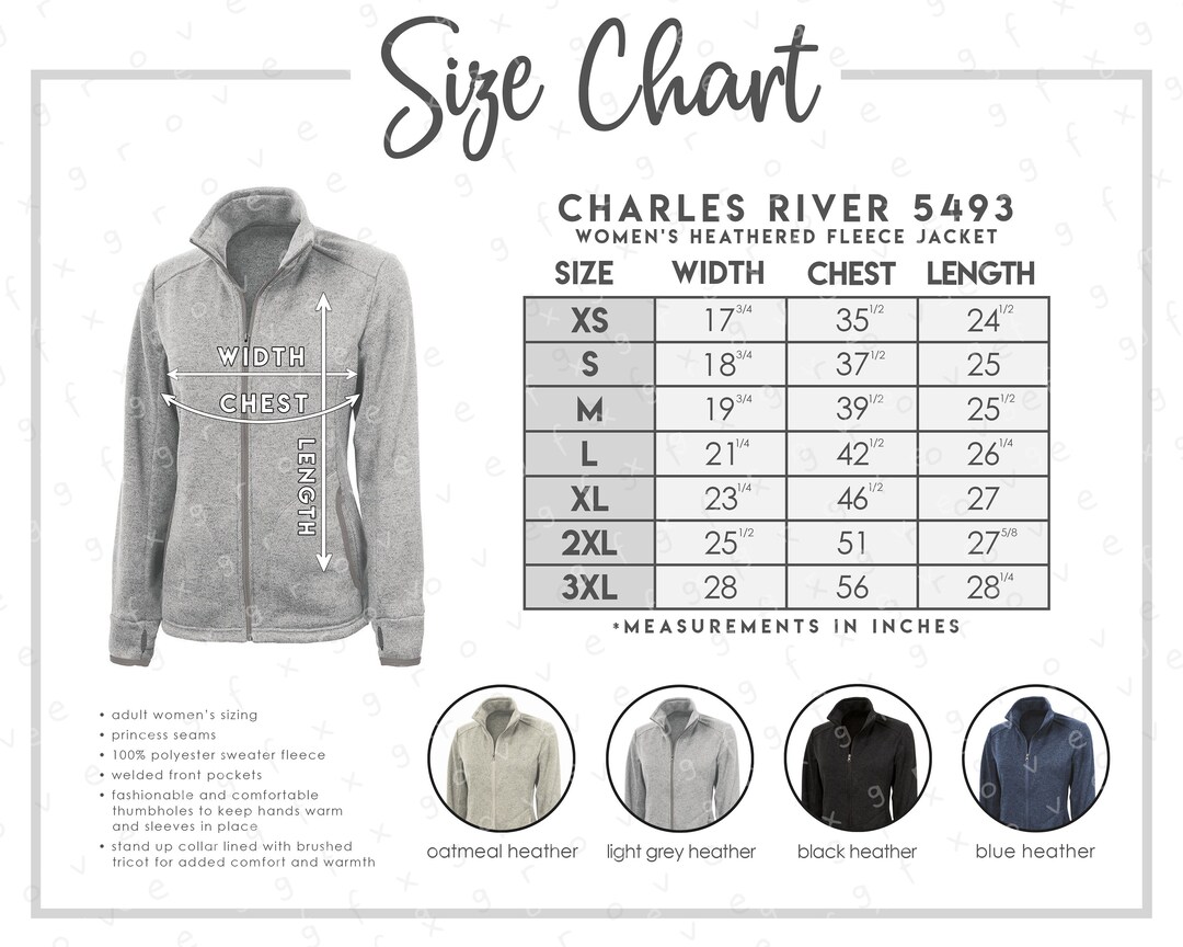 Charles River 5493 Size + Color Chart • 4 COLORS • Charles River