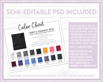Semi-editable Port & Company BP78 Color Chart • Port and Company
