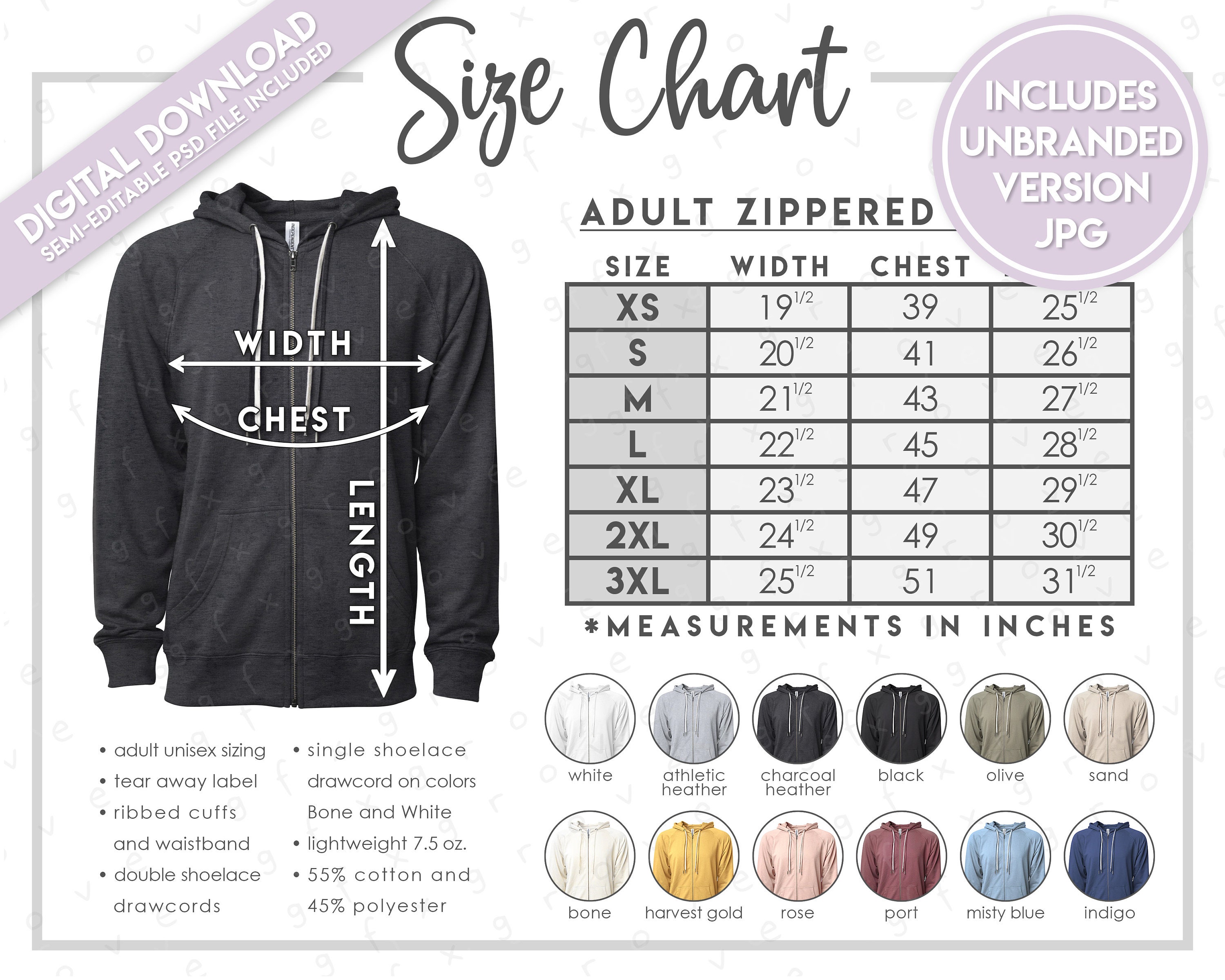 Semi-editable Independent Trading Company SS1000Z Size + Color