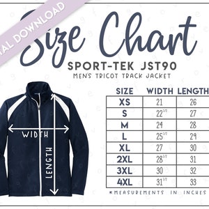Sport-Tek JST90 Size Chart • Sport-Tek Men&#39;s Tricot Track Jacket • Sport Tek Jacket • Sport Tek JST90