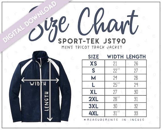 Sport tek JST90 Size Chart Sport tek Men s Tricot Track Jacket Sport Tek Jacket Sport Tek JST90 Etsy