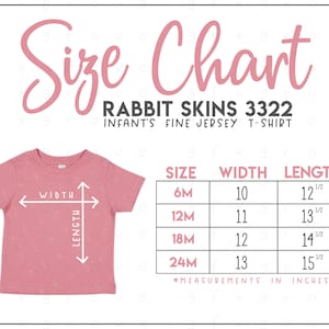 Rabbit Skins 3322 Infant&#39;s Fine Jersey T-Shirt Size Chart • Rabbit Skins Infant T Shirt Size Chart • RS3322