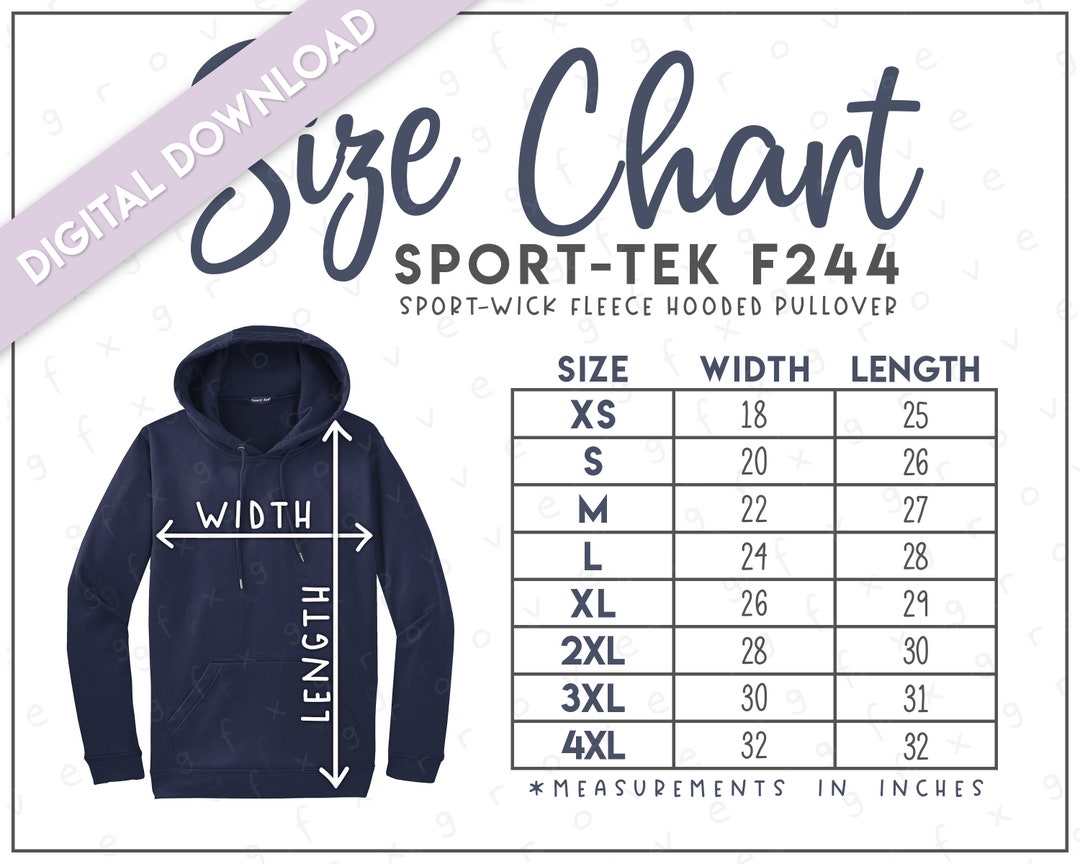 Sport-tek F244 Size Chart • Sport-tek Sport Wick Fleece Hooded