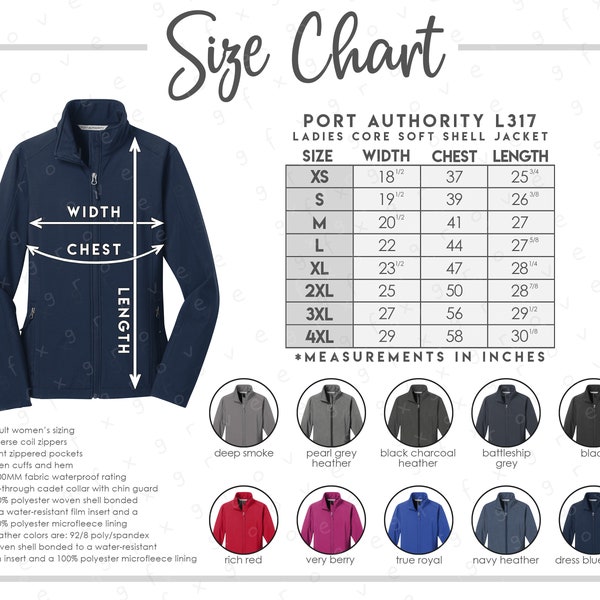 L317 Port Authority Sizing Chart - Etsy