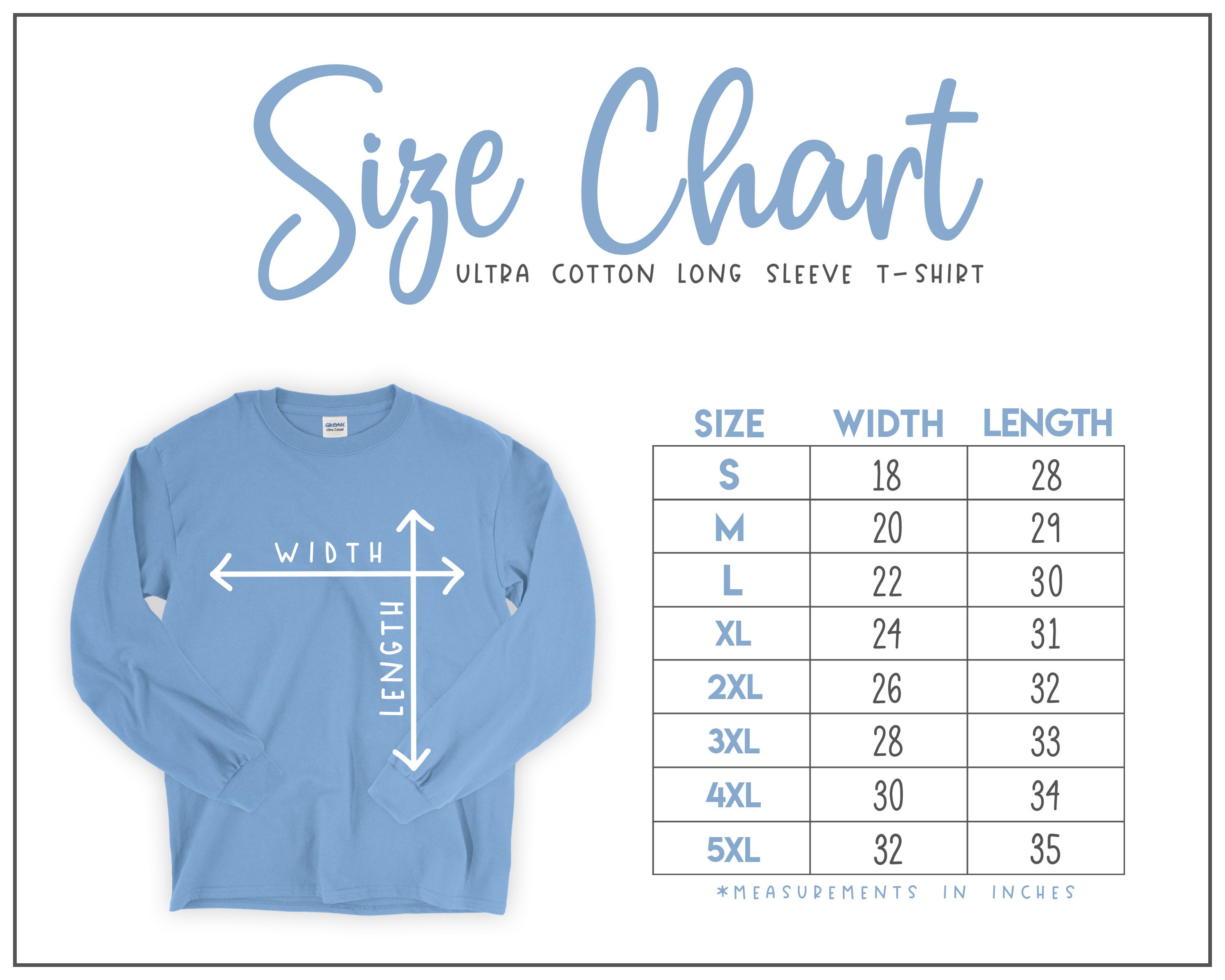 G240 Size Chart (2 versions included) • Unisex Ultra Cotton Long Sleeve T-Shirt Size Chart • G240 Size Chart • 2400 Size Chart