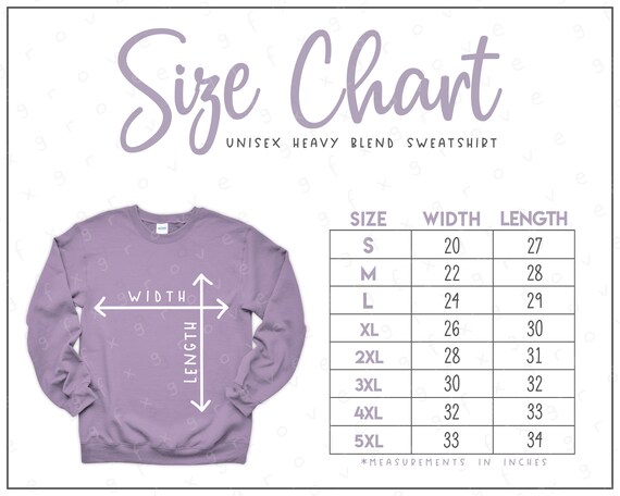 G180 Size Chart (2 Versions Included) • Crewneck Sweatshirt