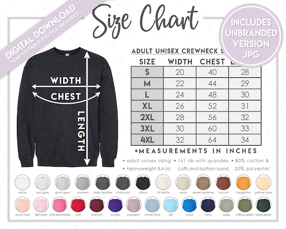 Gildan unisex sweatshirt sizing hotsell