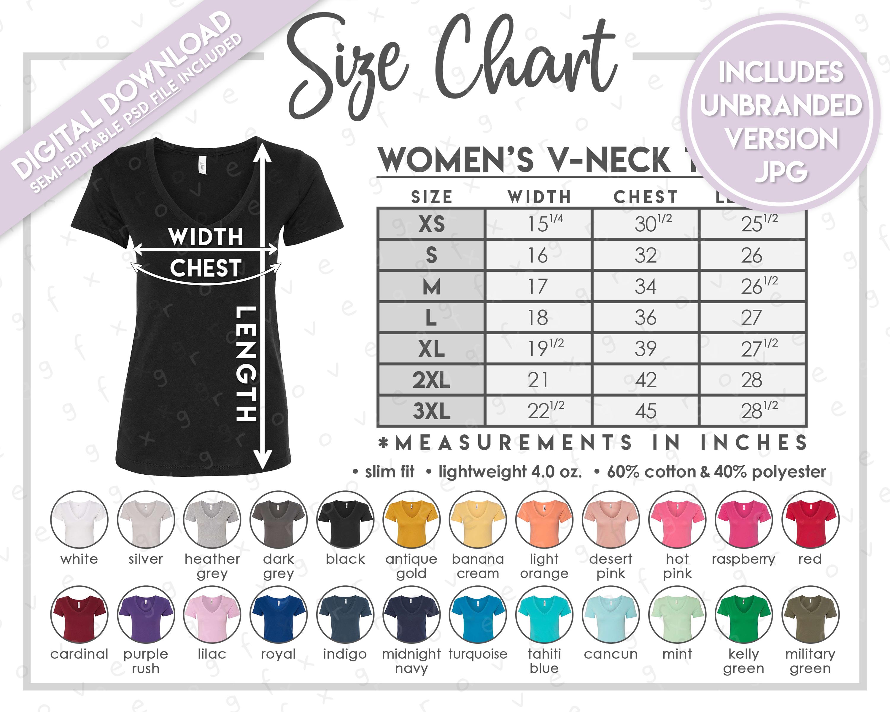 Semi-editable Next Level 1540 Size + Color Chart • Next Level