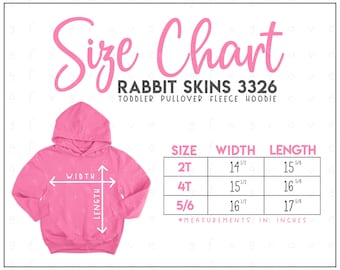Rabbit Skins 3326 Toddler Pullover Fleece Hoodie Size Chart Rabbit