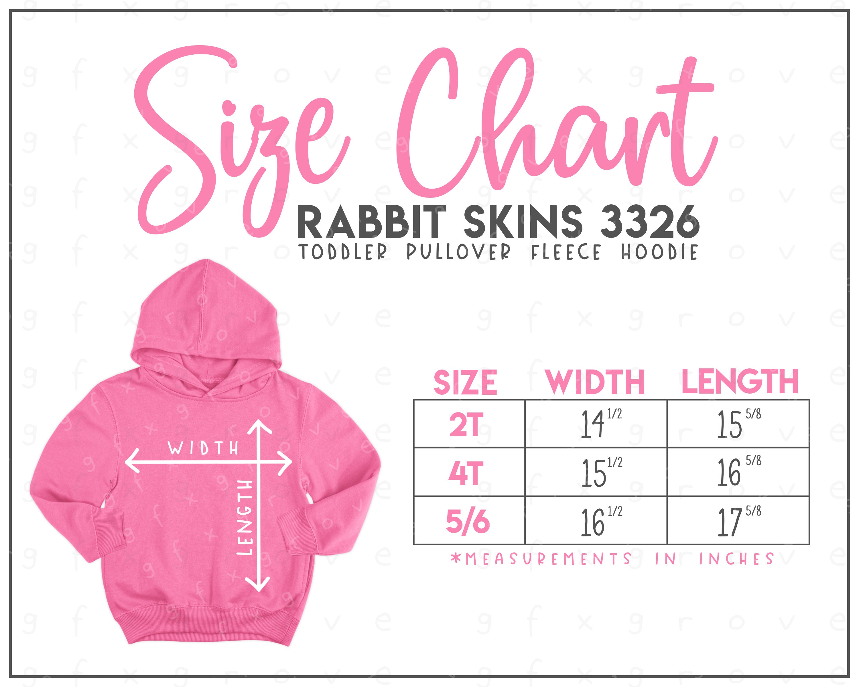 Rabbit Skins 3326 Toddler Pullover Fleece Hoodie Size Chart
