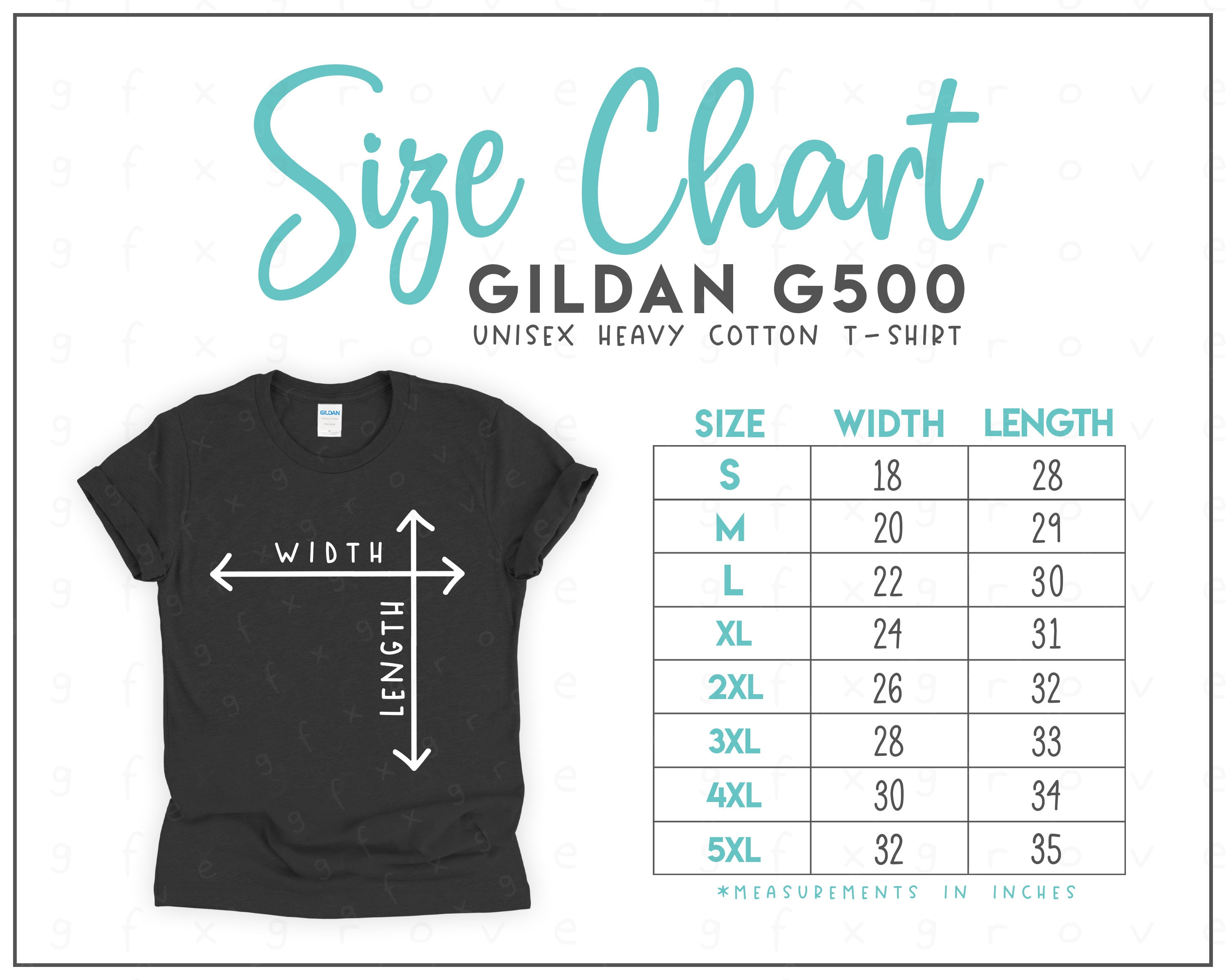 Gildan G5000 Size Chart