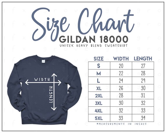 G180 Size Chart (2 Versions Included) • Crewneck Sweatshirt