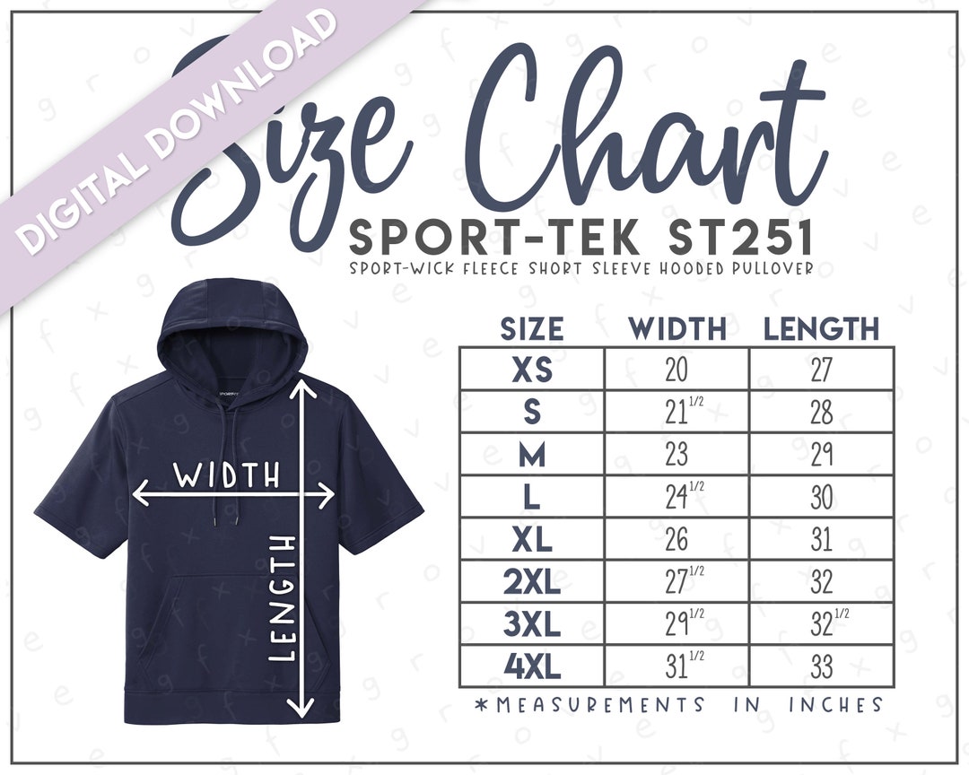 Sport-tek ST251 Size Chart • Sport-tek Sport Wick Fleece Short