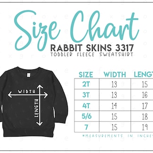 Rabbit Skins 3317 Toddler Fleece Sweatshirt Size Chart • Rabbit Skins Toddler Size Chart • Rabbit Skins Sweatshirt Size Chart • RS3317